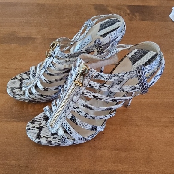 Jimmy Choo Snake Heels with Gold Zipper - Picture 1 of 10